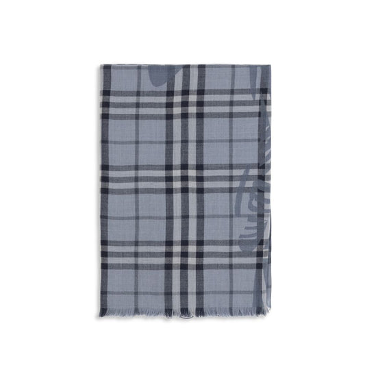 Burberry Blue Wool Oves Aries Foulard Burberry