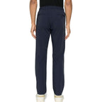 Herno blue elastane casual pants with a relaxed fit and waistband, shown on a model against a neutral background.