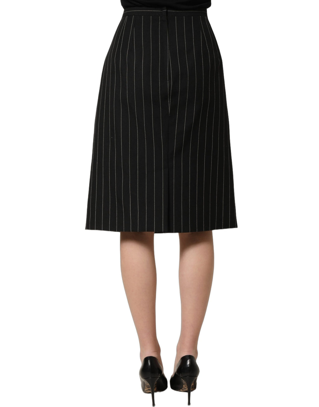Dolce & Gabbana Black Pinstriped HighWaist Pencil Cut Skirt Dolce & Gabbana
