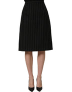 Dolce & Gabbana Black Pinstriped HighWaist Pencil Cut Skirt Dolce & Gabbana