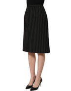 Dolce & Gabbana Black Pinstriped HighWaist Pencil Cut Skirt Dolce & Gabbana