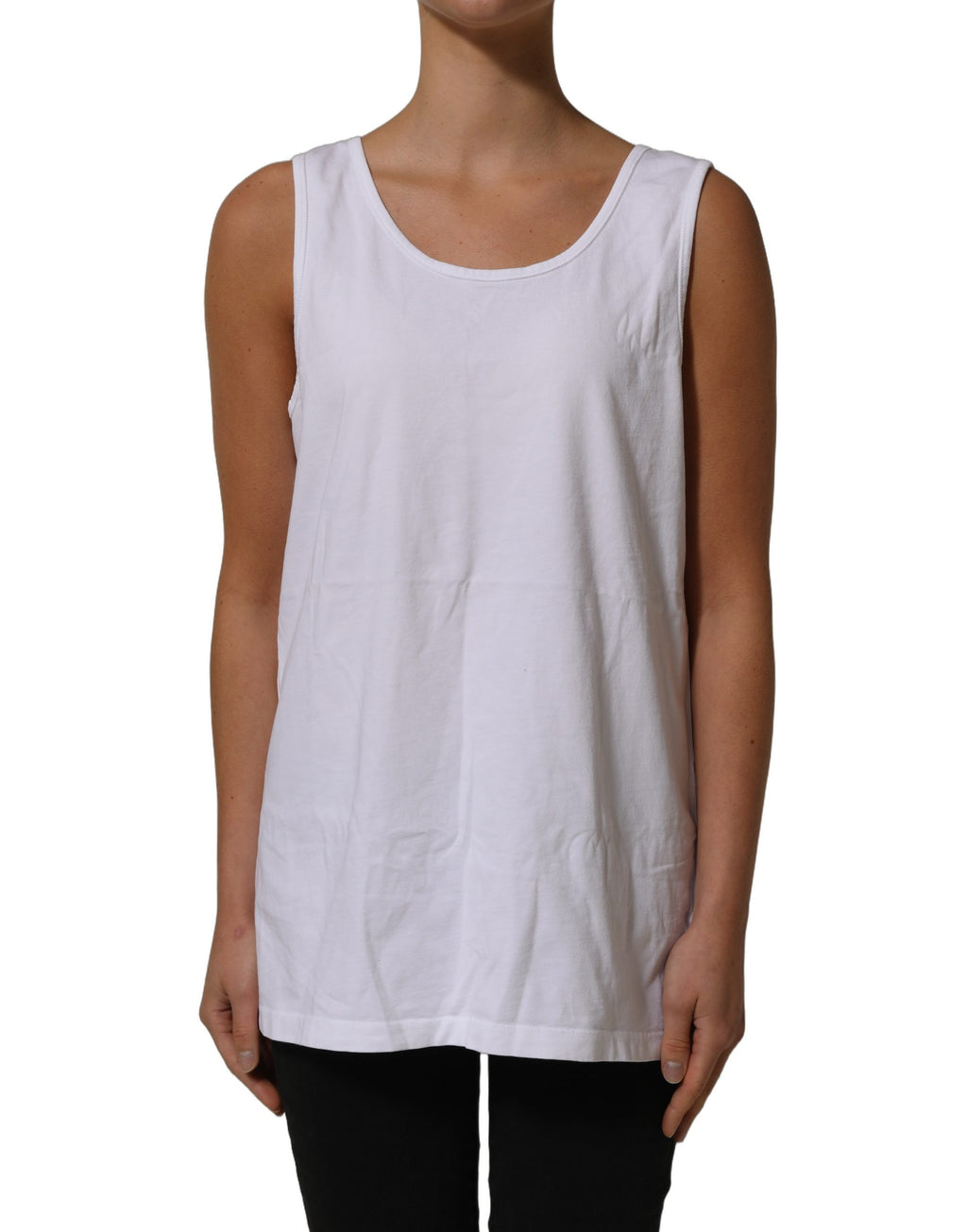 American Vintage White Cotton Round Neck Sleeveless Tank Top American Vintage