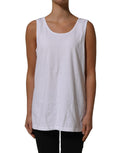 American Vintage white cotton sleeveless tank top with round neckline, casual fit, perfect for summer wear.