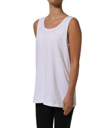 American Vintage White Cotton Round Neck Sleeveless Tank Top American Vintage