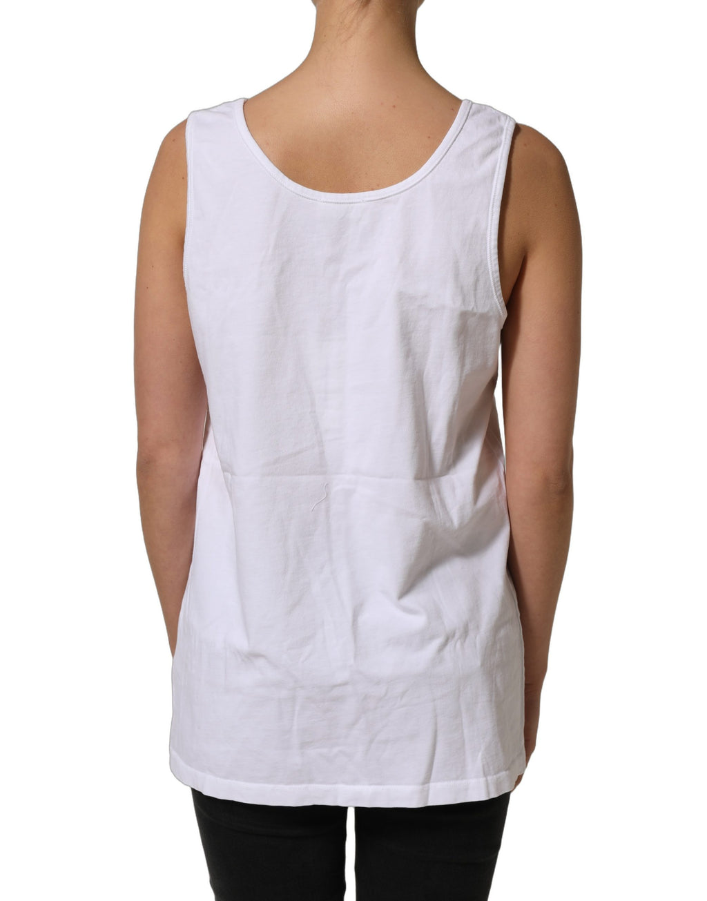 American Vintage White Cotton Round Neck Sleeveless Tank Top American Vintage