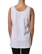 American Vintage White Cotton Round Neck Sleeveless Tank Top American Vintage