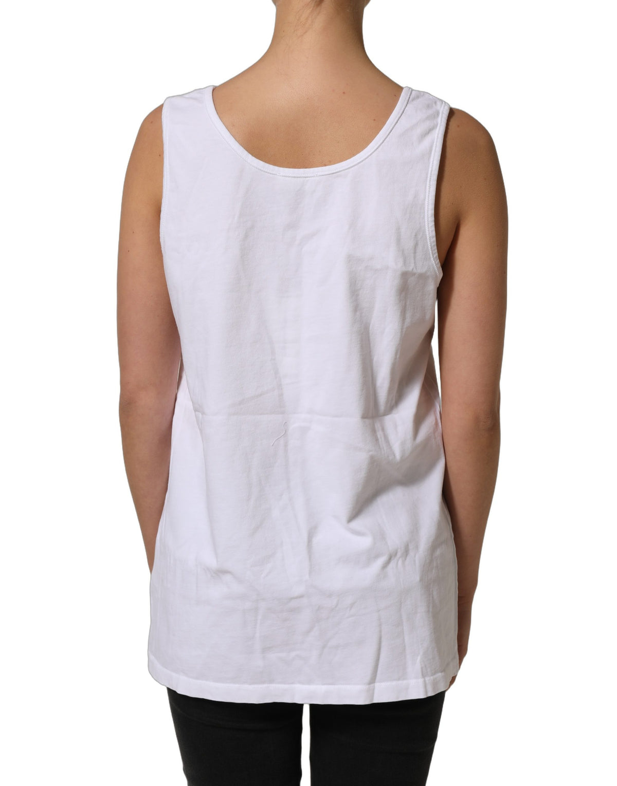 American Vintage White Cotton Round Neck Sleeveless Tank Top American Vintage