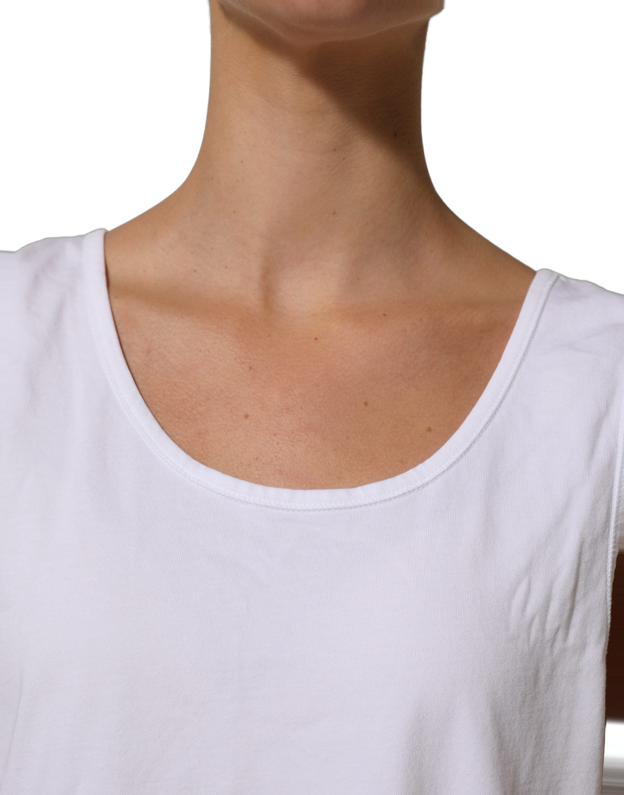 American Vintage White Cotton Round Neck Sleeveless Tank Top American Vintage