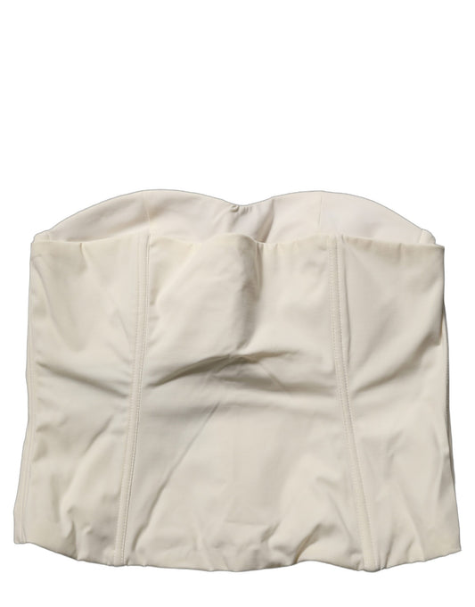 Elisabetta Franchi Off White Strapless Sweetheart Neck Top Elisabetta Franchi