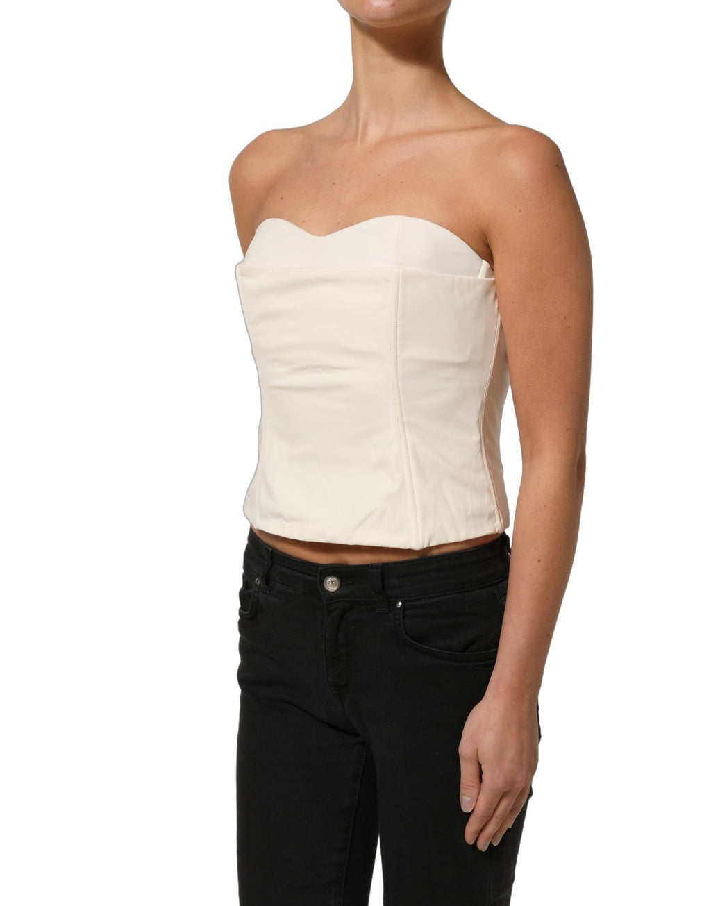 Elisabetta Franchi Off White Strapless Sweetheart Neck Top Elisabetta Franchi