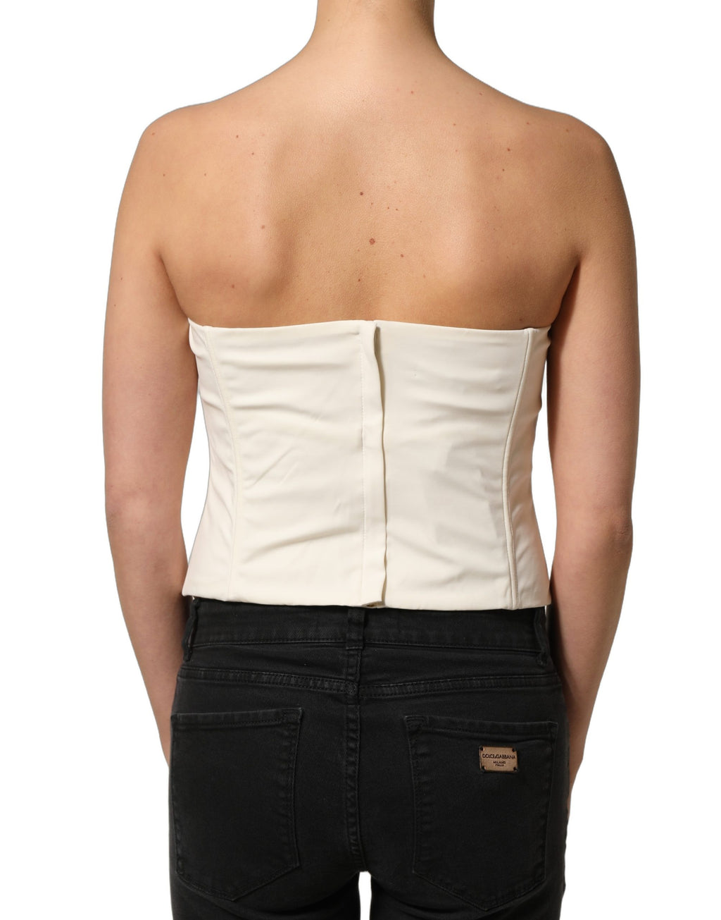 Elisabetta Franchi Off White Strapless Sweetheart Neck Top Elisabetta Franchi