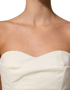 Elisabetta Franchi Off White Strapless Sweetheart Neck Top Elisabetta Franchi
