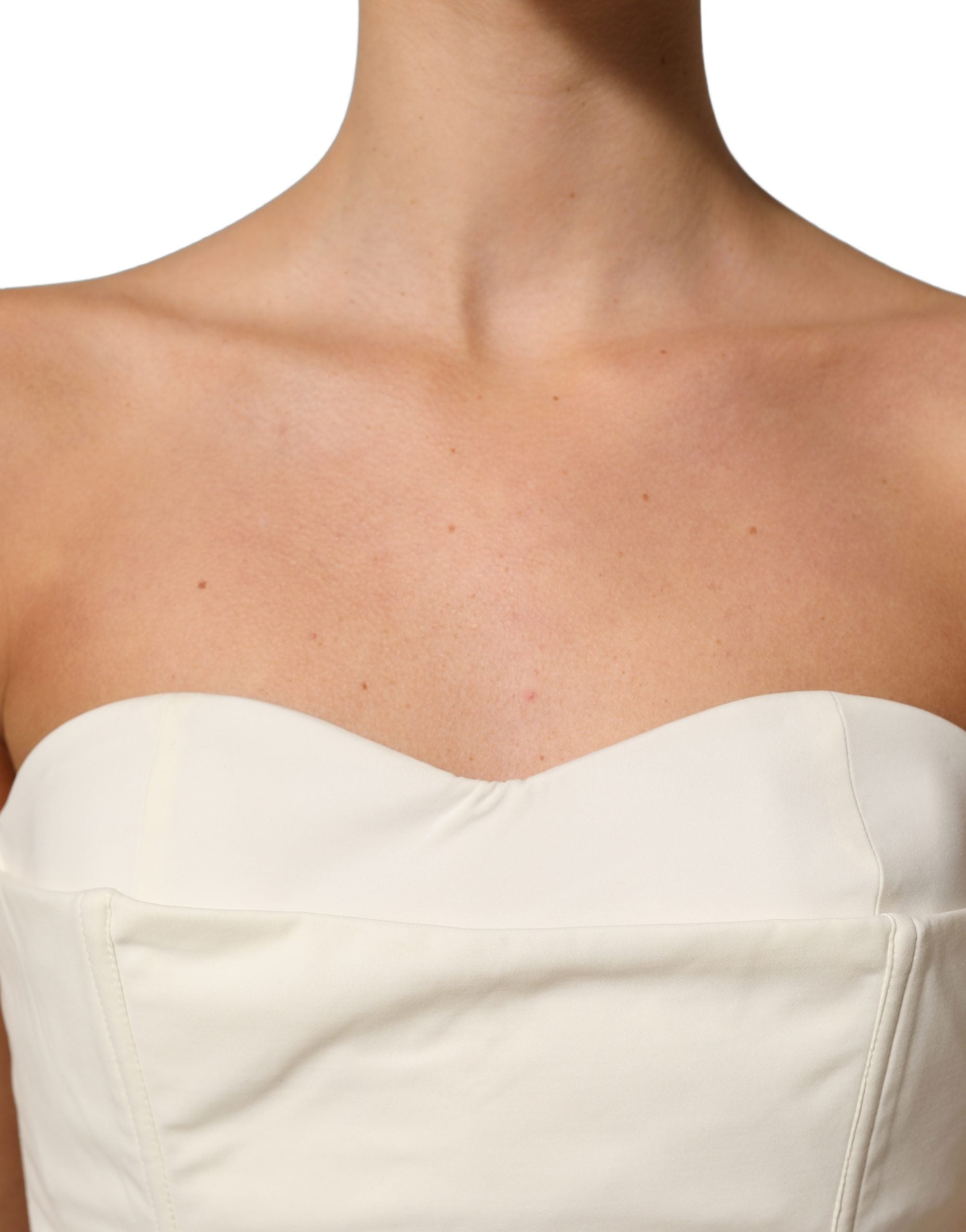 Elisabetta Franchi Off White Strapless Sweetheart Neck Top Elisabetta Franchi