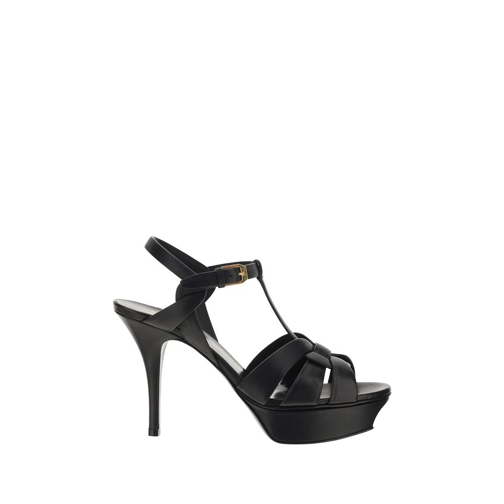 Saint Laurent Black Calf Leather Bos Taurus Platform Sandals Saint Laurent