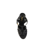 Saint Laurent Black Calf Leather Bos Taurus Platform Sandals Saint Laurent