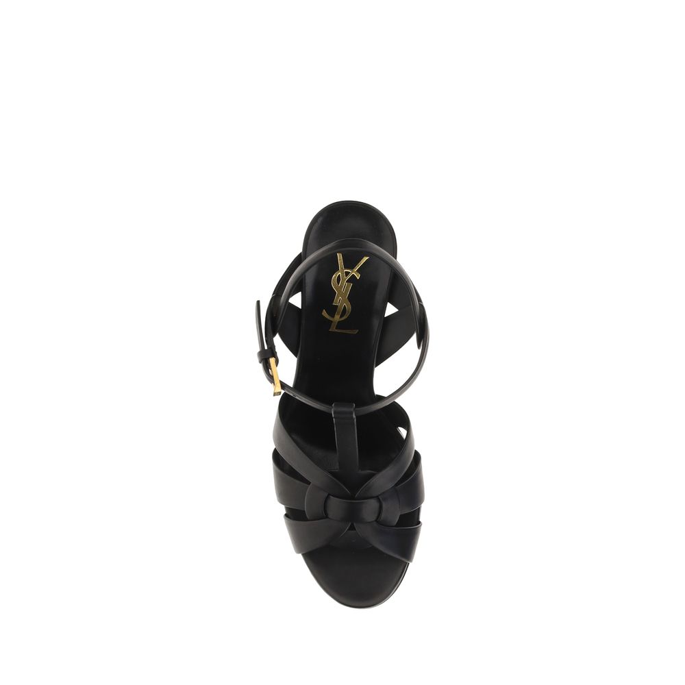 Saint Laurent Black Calf Leather Bos Taurus Platform Sandals Saint Laurent