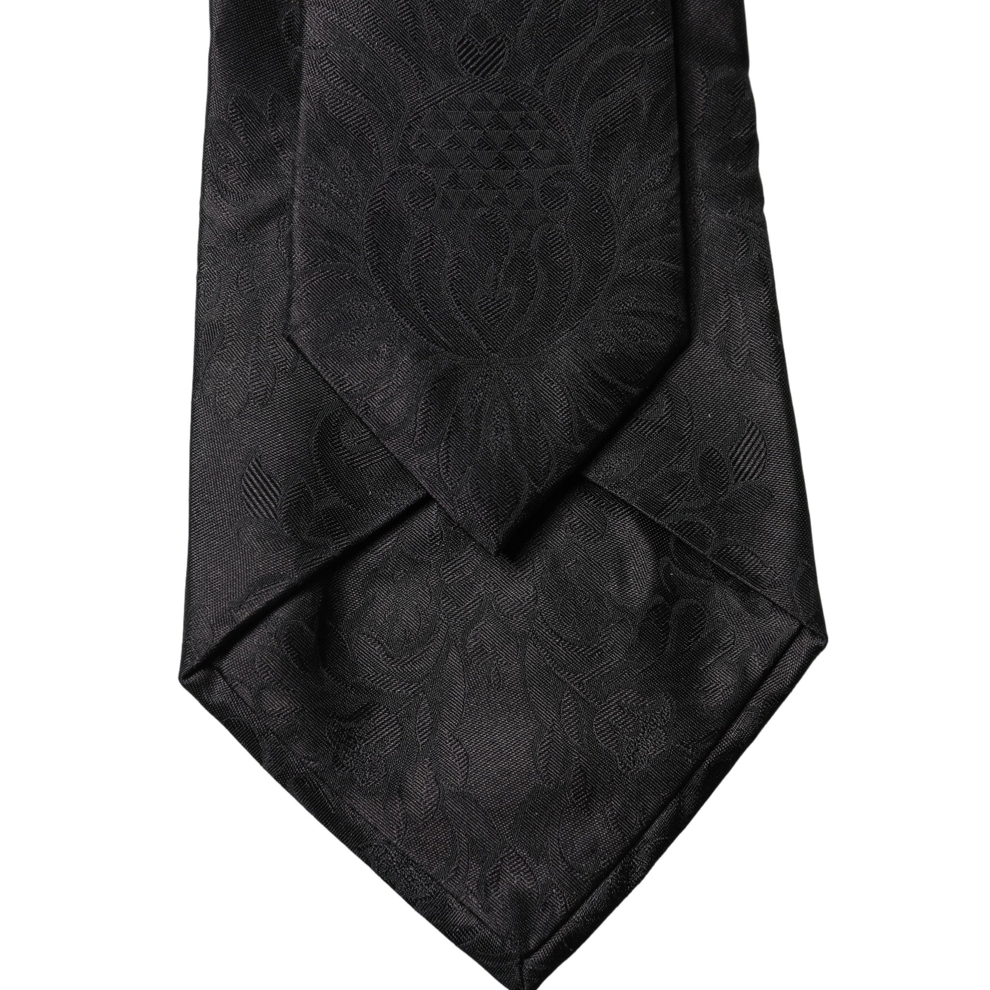 Dolce & Gabbana Black Paisley Woven Silk Adjustable Women Necktie Tie Dolce & Gabbana