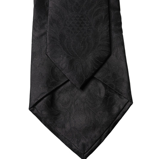 Dolce & Gabbana Black Paisley Woven Silk Adjustable Women Necktie Tie Dolce & Gabbana