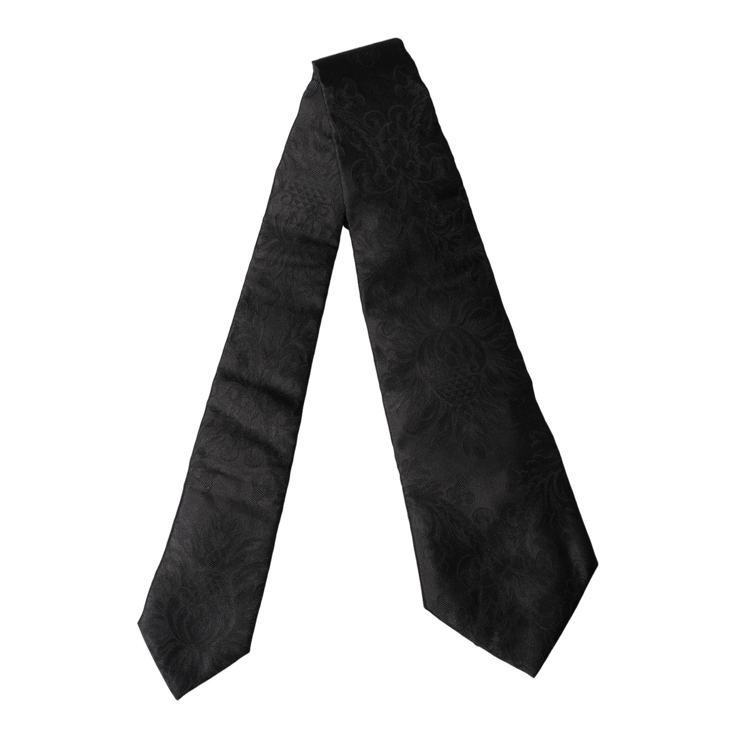 Dolce & Gabbana Black Paisley Woven Silk Adjustable Women Necktie Tie Dolce & Gabbana