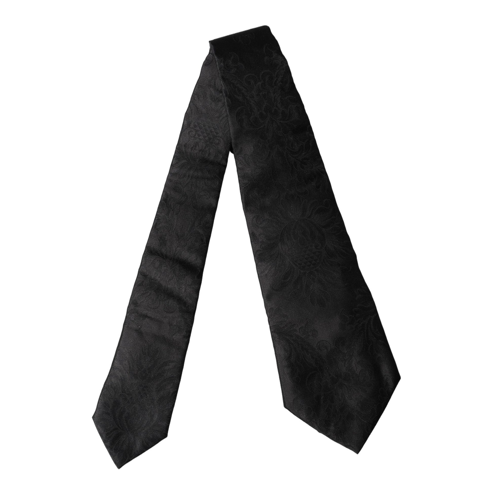 Dolce & Gabbana Black Paisley Woven Silk Adjustable Women Necktie Tie Dolce & Gabbana