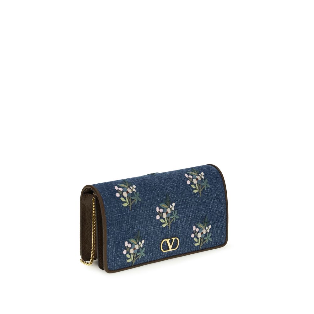 Valentino Garavani Blue Cotton Shoulder Bag Valentino Garavani