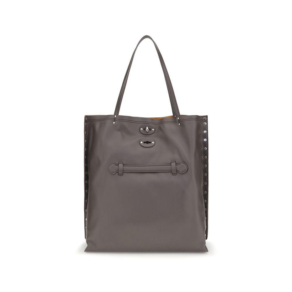 Zanellato Gray Calf Leather Bos Taurus Shoulder Bag Zanellato