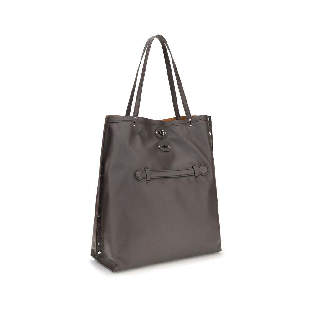 Zanellato Gray Calf Leather Bos Taurus Shoulder Bag Zanellato