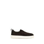 Santoni Brown Calf Leather Bos Taurus Sneakers