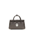 Zanellato brown calf leather Bos Taurus shoulder bag with sleek design and structured shape, showcasing high-quality craftsmanship.
