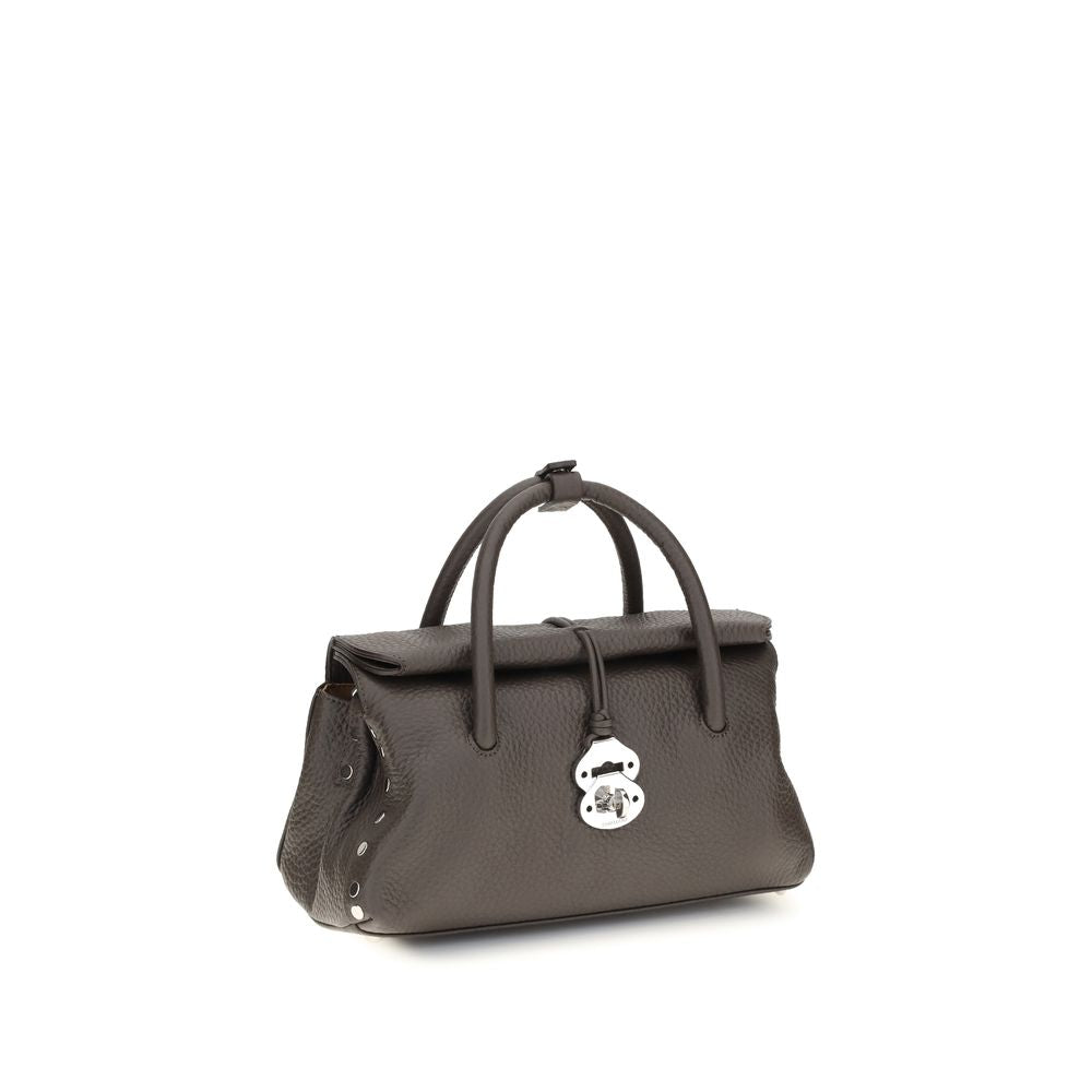 Zanellato brown calf leather Bos Taurus shoulder bag with sleek design and top handle, detailed stitching visible.