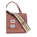 Zanellato red calf leather Bos Taurus shoulder bag with sleek design and structured shape.