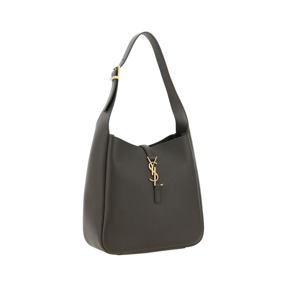 Saint Laurent Bicolor Calf Leather Bos Taurus Shoulder Bag with sleek design and leather straps in black and tan.
