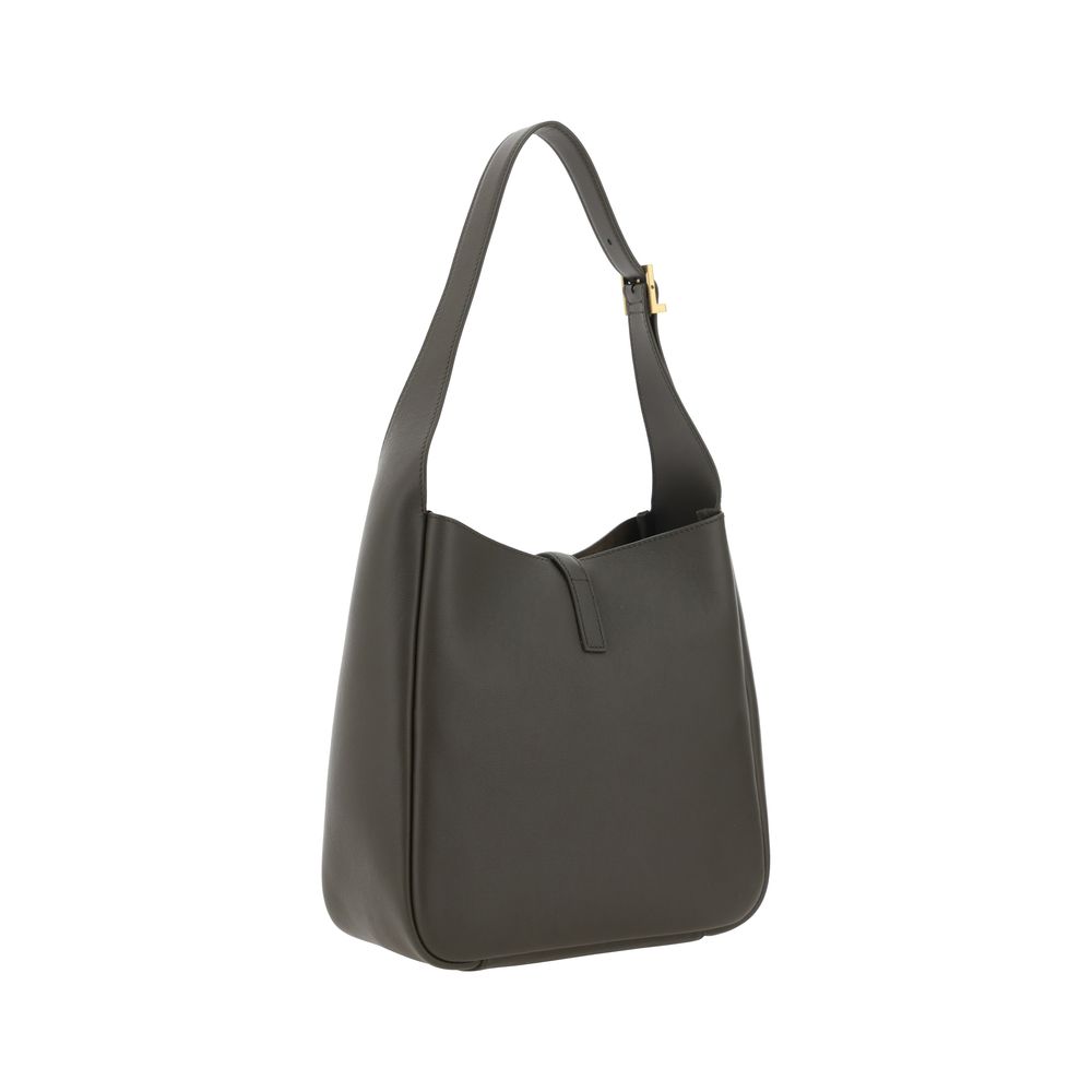 Saint Laurent Bicolor Calf Leather Bos Taurus Shoulder Bag with sleek design and contrasting color panels.