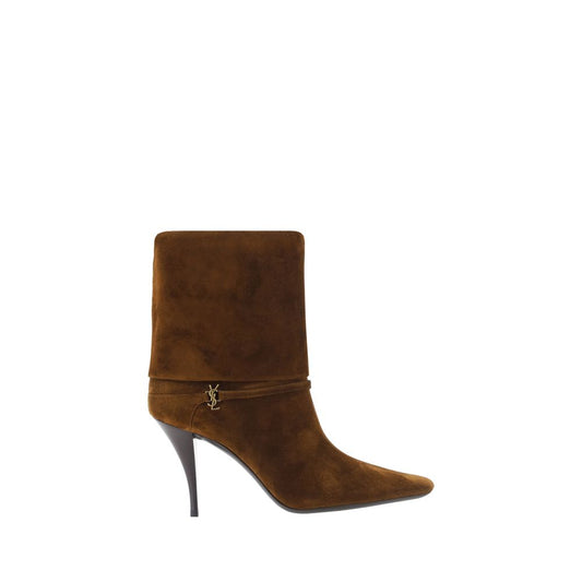 Saint Laurent Brown Calf Leather Bos Taurus High Heel Boots Saint Laurent