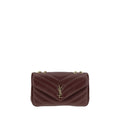 Saint Laurent Bordeaux Lamb Ovis Aries shoulder bag with gold-tone hardware and adjustable strap, stylish and luxurious accessory.