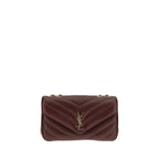 Saint Laurent Bordeaux Lamb Ovis Aries shoulder bag with gold-tone hardware and adjustable strap, stylish and luxurious accessory.