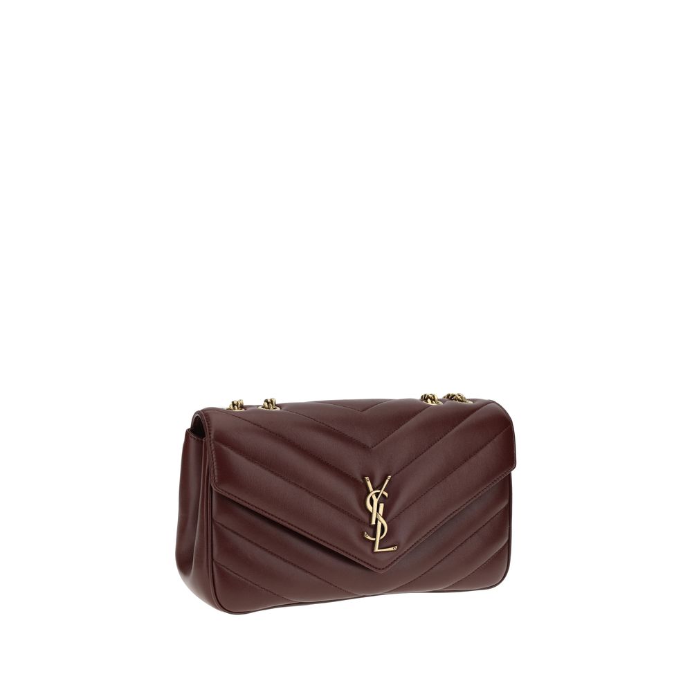Saint Laurent Bordeaux Lamb Ovis Aries shoulder bag with gold hardware and adjustable strap, made of luxurious lamb leather.