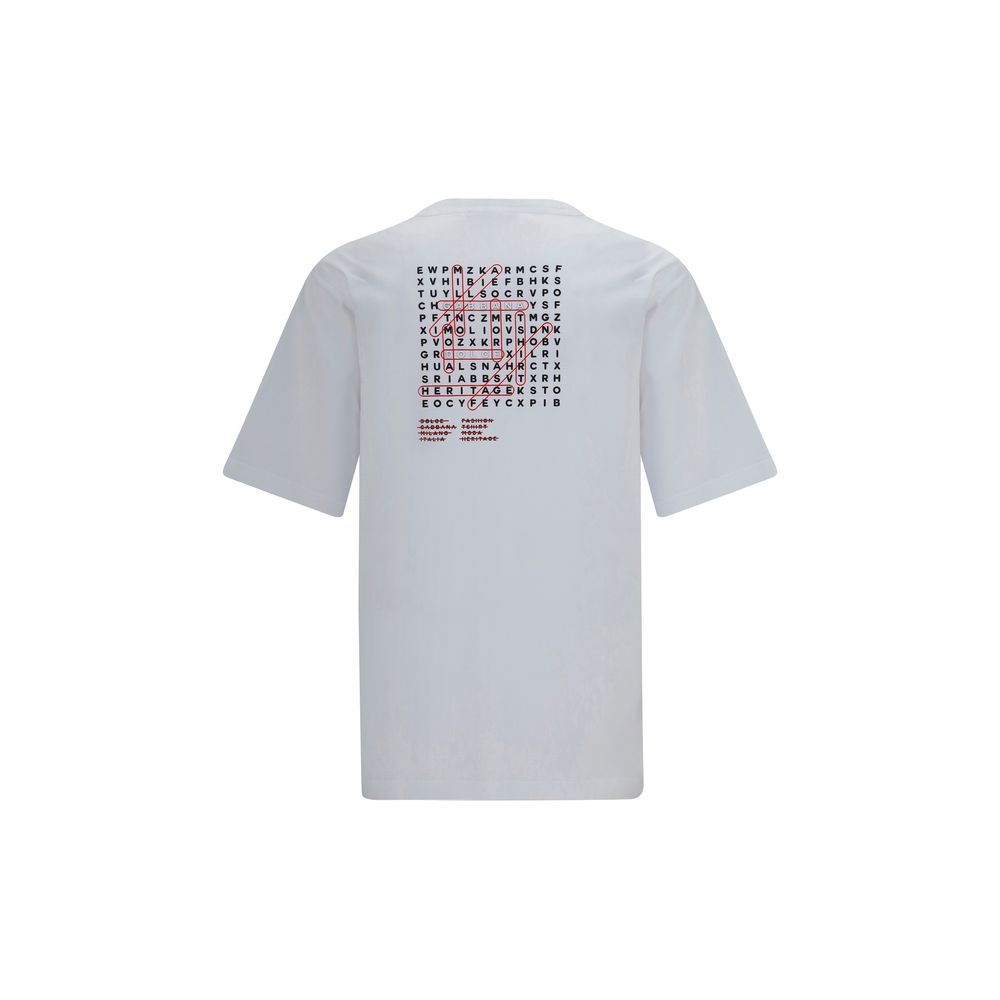 White cotton T-shirt by Dolce & Gabbana, casual fit with logo detail, shown on a plain background.