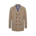 Malo brown cotton men's jacket displayed on a hanger, featuring a classic fit and button-front design.