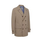 Malo brown cotton men's jacket with a front zipper and collar, displayed on a hanger.