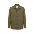 Malo green nylon men's jacket displayed on a hanger, featuring a sleek design, full zipper, and stand-up collar.