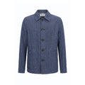 Blue linen men's jacket by Malo, shown on a hanger, featuring a classic tailored fit and lightweight fabric for warm weather.