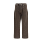 Sunflower brown cotton relaxed fit jeans with classic five-pocket design and casual style, suitable for everyday wear.