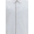 White cotton dress shirt by Burberry with classic collar and button-down front, displayed on a plain background.