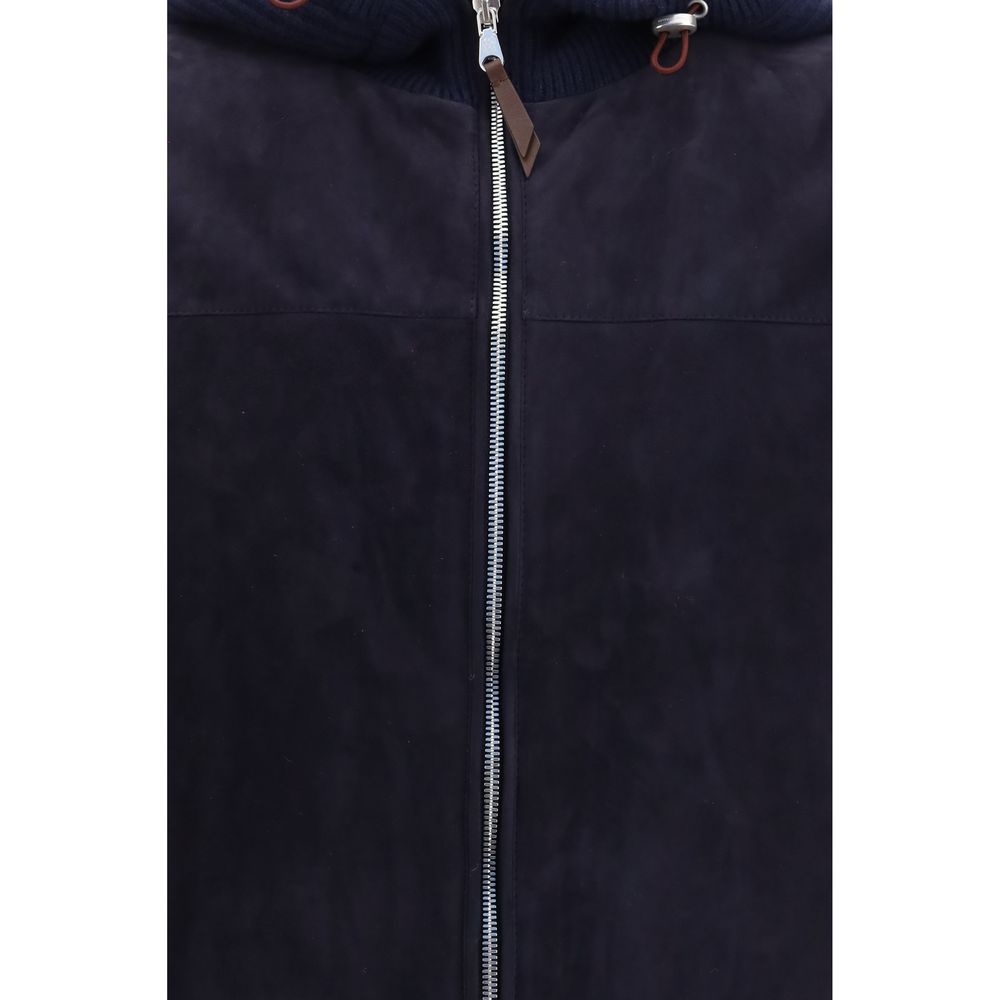 Brunello Cucinelli Blue Wool Oves Aries Full-Length Jacket