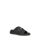 Alexander McQueen Black Calf Leather Bos Taurus Platform Sandals