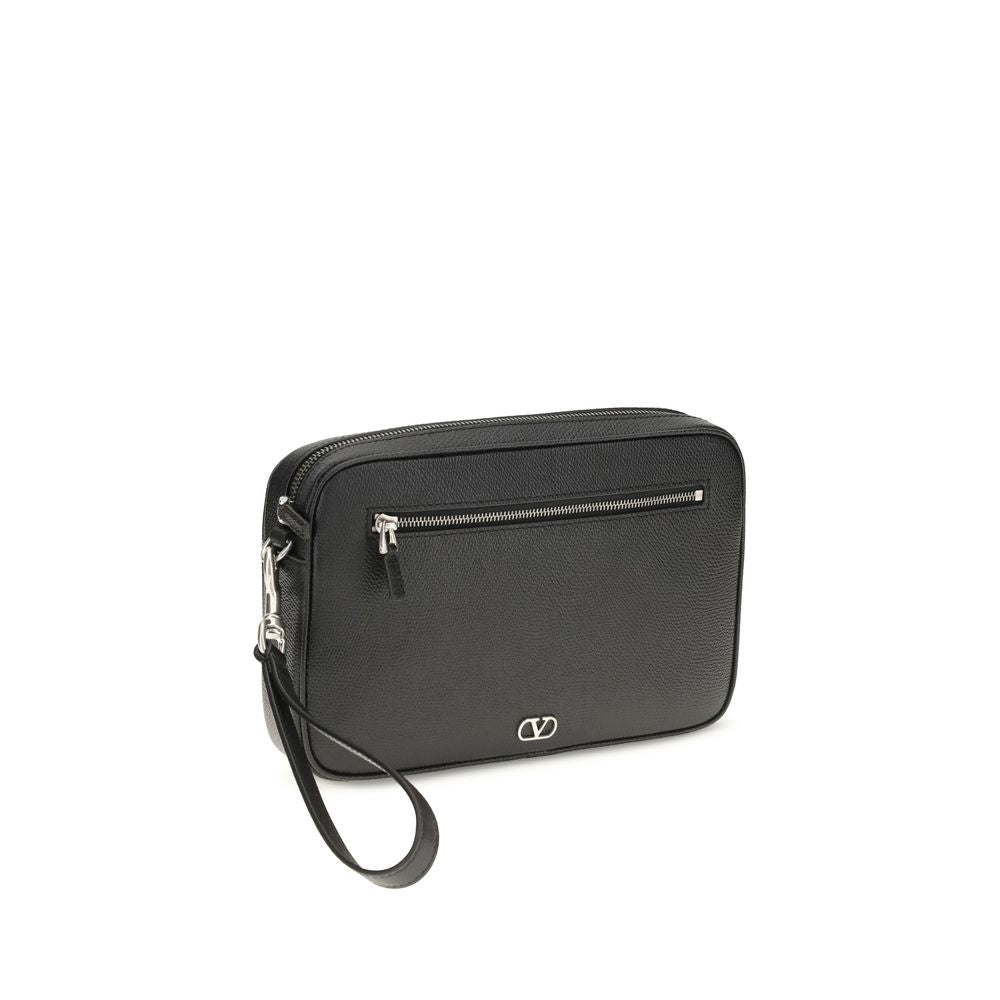 Black Valentino Garavani Bos Taurus handbag made of calf leather, featuring a sleek design and elegant craftsmanship.