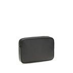 Valentino Garavani black calf leather Bos Taurus handbag with silver hardware, featuring a structured design and top handle.