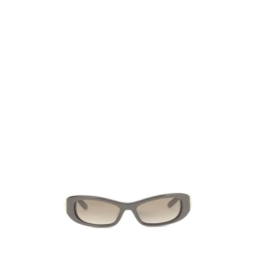 Balenciaga brown acetate sunglasses with rounded frames and dark tinted lenses, stylish and fashionable eyewear.