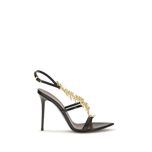 Giuseppe Zanotti Black Calf Leather Bos Taurus Stiletto Heel Sandals Giuseppe Zanotti